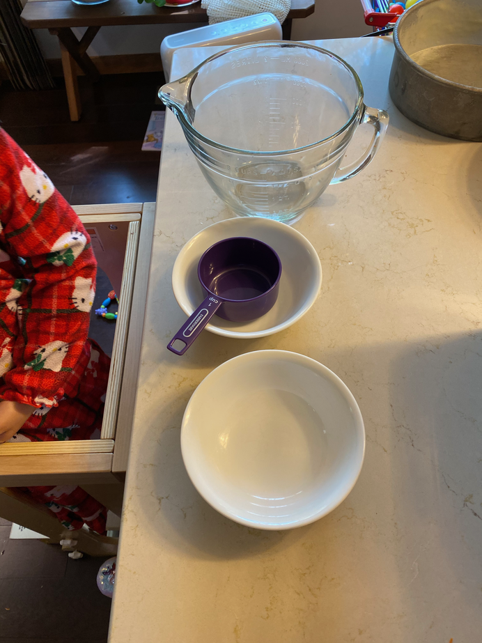 The bowls laid out in our work area